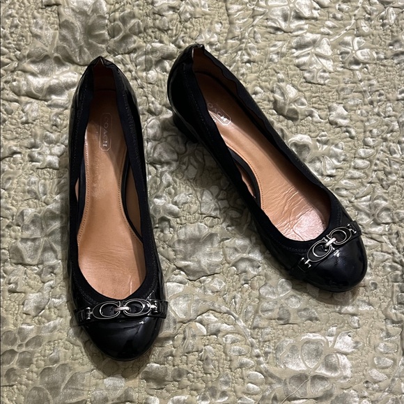 Coach Black Patent Shoes with Silver Detail - Picture 1 of 7